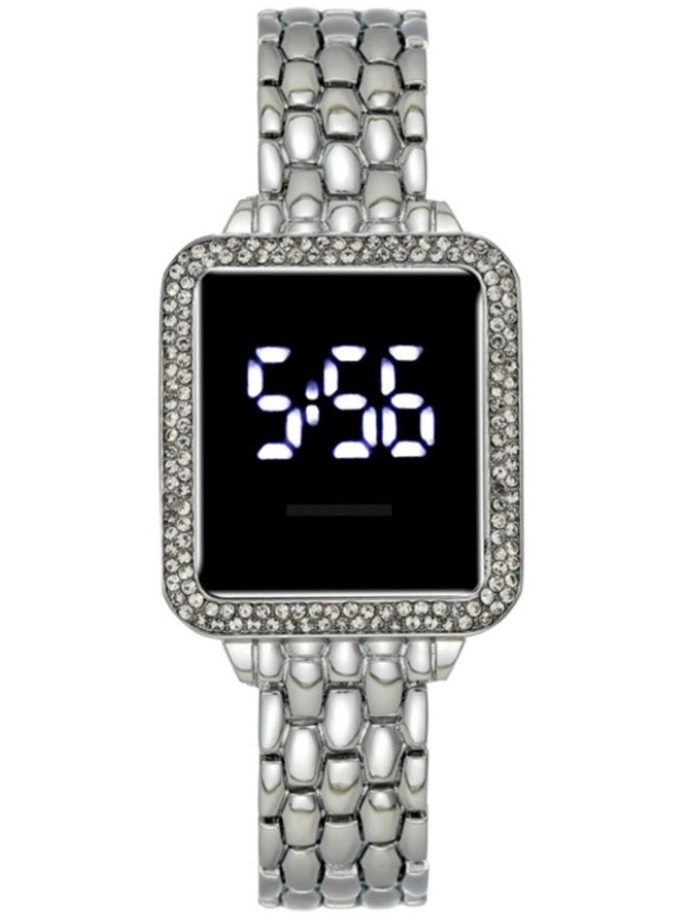 Women’s Black Digital Watch LED Touchscreen Rhinestone Square Face Watch - Picture 3 of 9